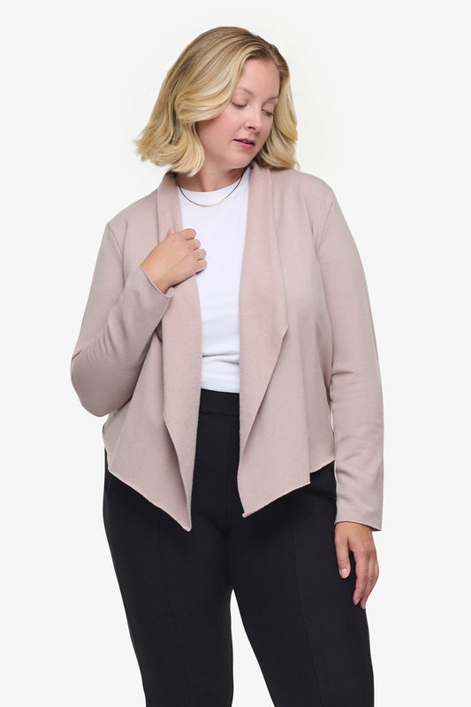 Sloane Jacket  - Woman Fleece open Jacket in Beige | Daub & Design