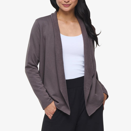 Sloane Jacket  - Woman Fleece open Jacket in Grey | Daub & Design