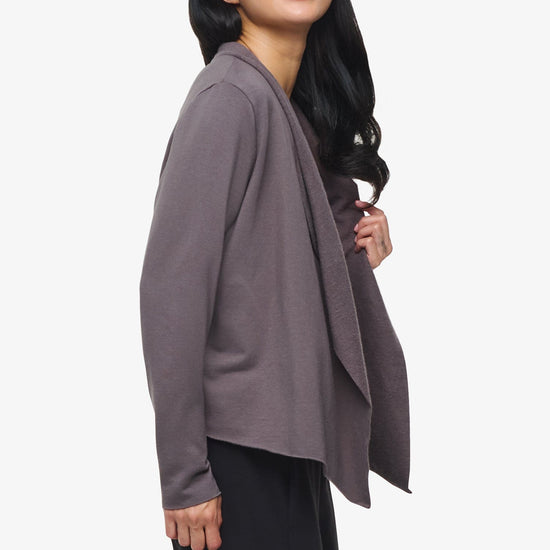 Sloane Jacket  - Woman Fleece open Jacket in Grey | Daub & Design