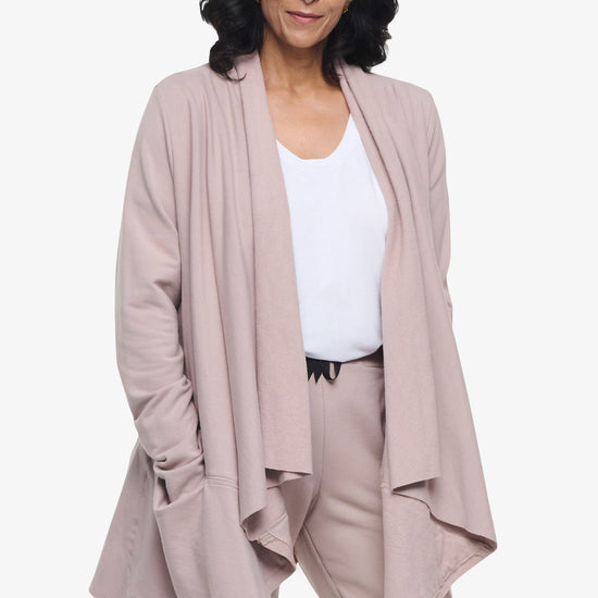Valencia Jacket  - Woman Fleece open Jacket with big pockets in Beige | Daub & Design