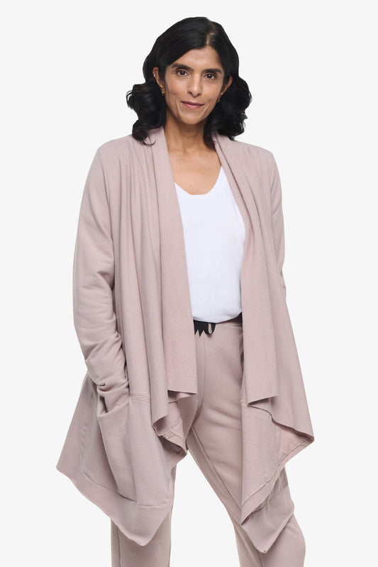 Valencia Jacket  - Woman Fleece open Jacket with big pockets in Beige | Daub & Design