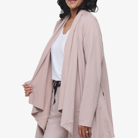 Valencia Jacket  - Woman Fleece open Jacket with big pockets in Beige | Daub & Design
