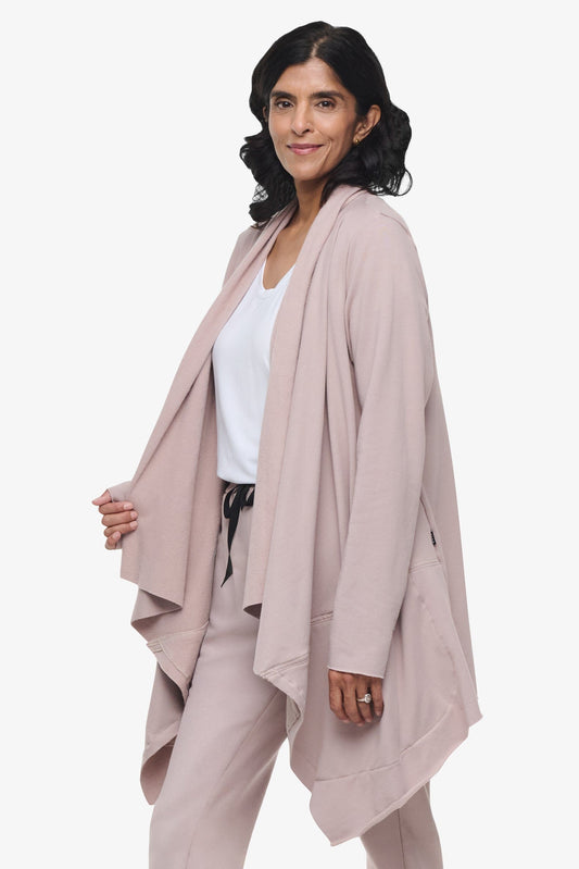 Valencia Jacket  - Woman Fleece open Jacket with big pockets in Beige | Daub & Design
