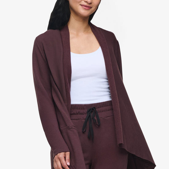 Valencia Jacket  - Woman Fleece open Jacket with big pockets in Brown | Daub & Design
