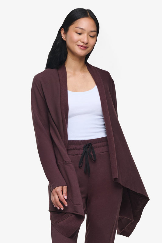Valencia Jacket  - Woman Fleece open Jacket with big pockets in Brown | Daub & Design