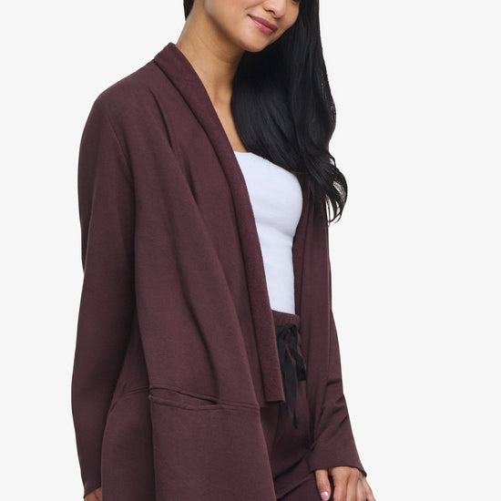 Valencia Jacket  - Woman Fleece open Jacket with big pockets in Brown | Daub & Design