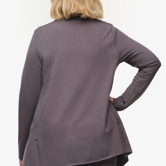 Valencia Jacket  - Woman Fleece open Jacket with big pockets in Grey | Daub & Design