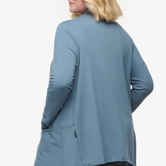 Valencia Jacket  - Woman Fleece open Jacket with big pockets in Blue Basalt | Daub & Design