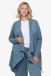 Valencia Jacket  - Woman Fleece open Jacket with big pockets in Blue Basalt | Daub & Design
