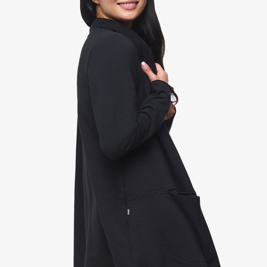 Valencia Jacket  - Woman Fleece open Jacket with big pockets in Black | Daub & Design