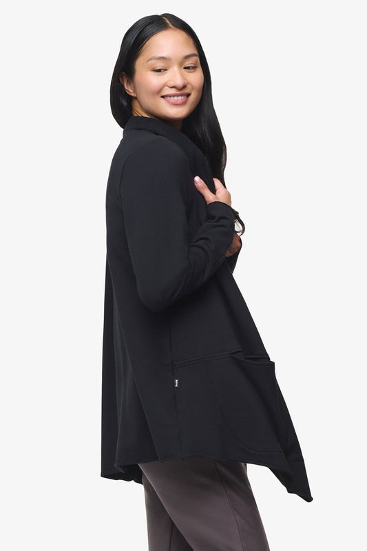 Valencia Jacket  - Woman Fleece open Jacket with big pockets in Black | Daub & Design