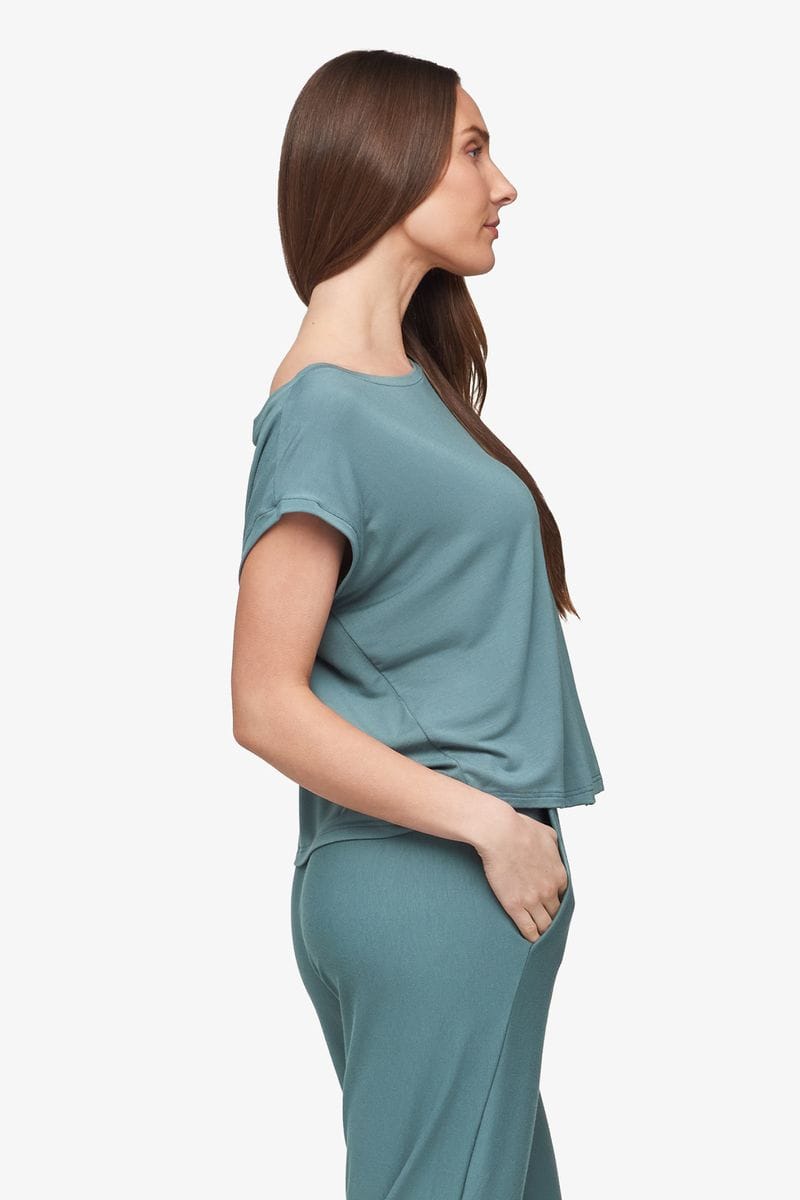 Box Tee - Women's Basic T-Shirt in North Atlantic green - side | Daub + Design