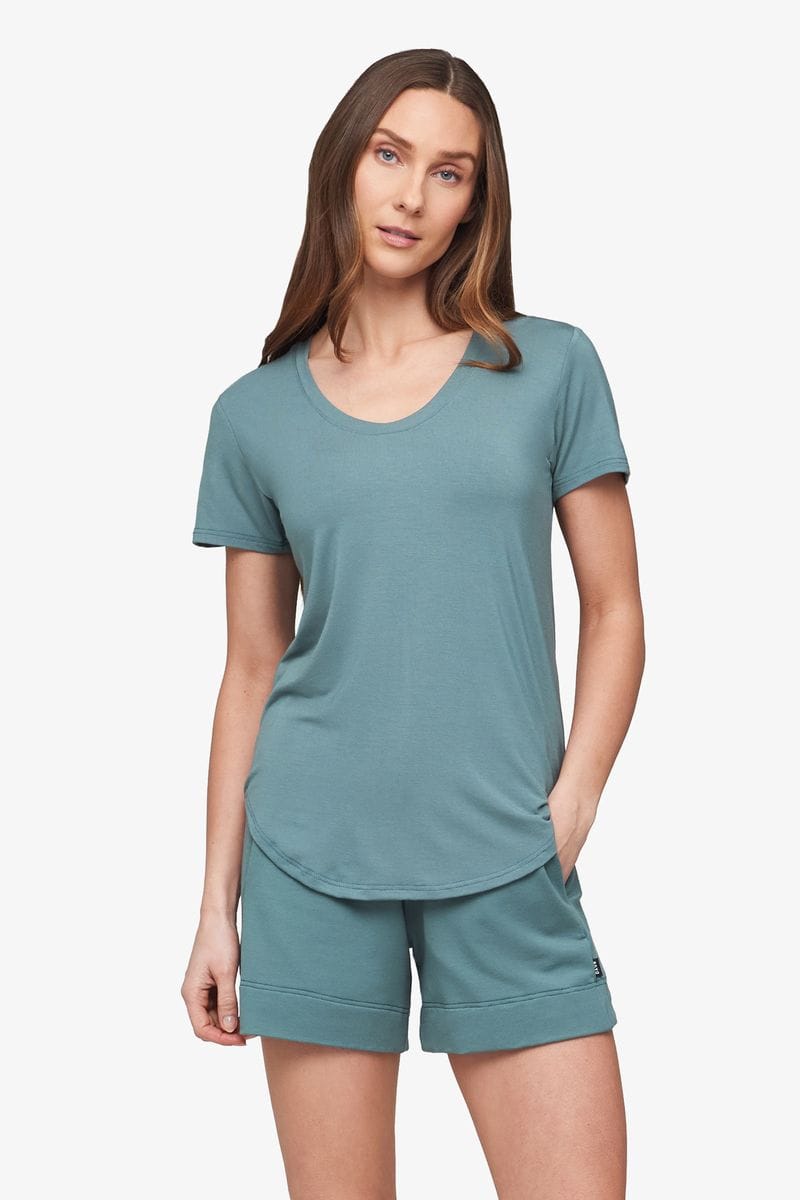 Avery Tee - Women's Basic T-Shirt in North Atlantic green - Front | Daub + Design
