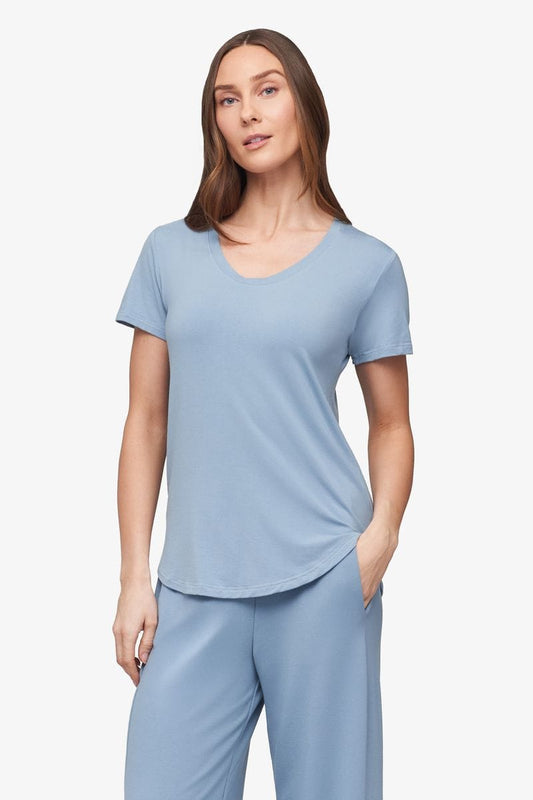 Avery Tee - Women's Basic T-Shirt in Coastal Blue - Front | Daub + Design