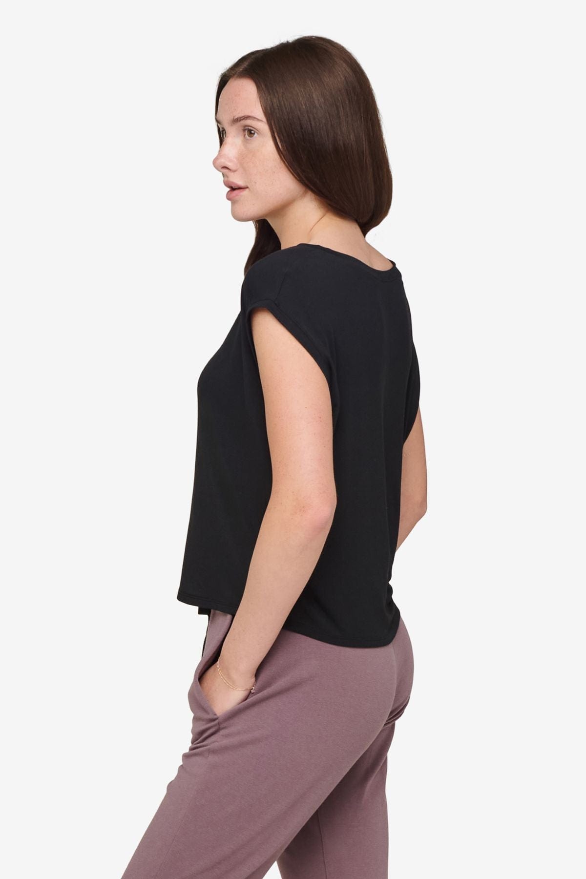 Box Tee - Women's Basic T-Shirt in Black - Side | Daub + Design