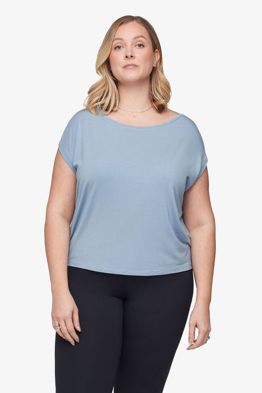 Box Tee - Women's Basic T-Shirt in Coastal Blue - Front | Daub + Design