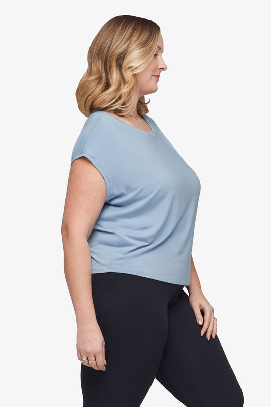 Box Tee - Women's Basic T-Shirt in Coastal Blue - Side | Daub + Design
