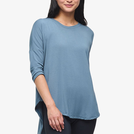 Ainsley Tee – Women’s Basic 3/4 length sleeve T-Shirt in Basalt Blue | Daub + Design
