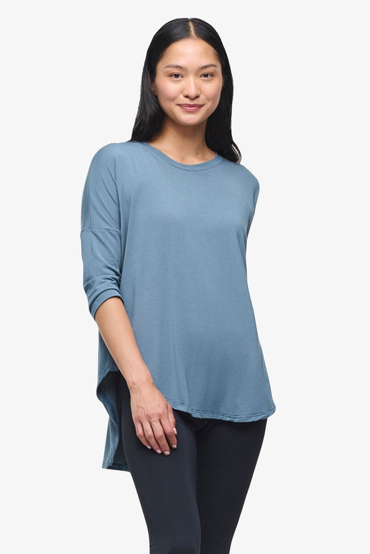 Ainsley Tee – Women’s Basic 3/4 length sleeve T-Shirt in Basalt Blue | Daub + Design
