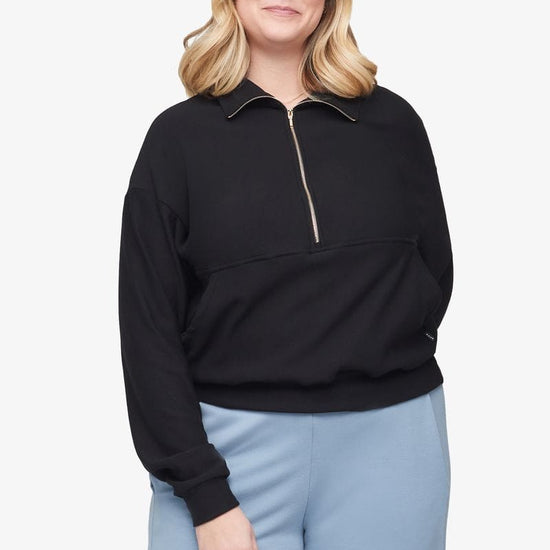 Freedom Half Zip - Women's Sweatshirt in Black - Front | Daub + Design