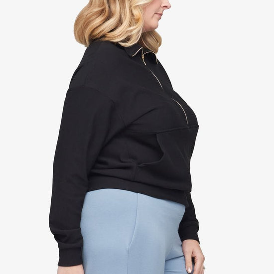 Freedom Half Zip - Women's Sweatshirt in Black - Side | Daub + Design