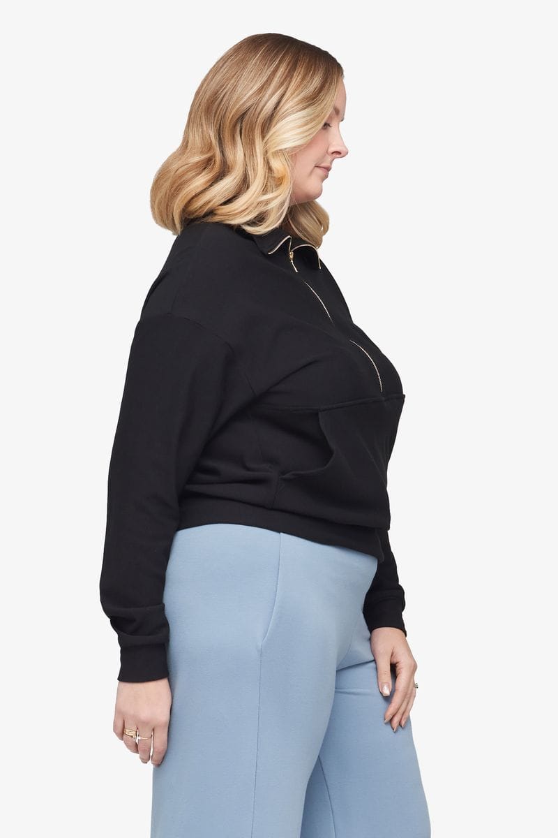 Freedom Half Zip - Women's Sweatshirt in Black - Side | Daub + Design