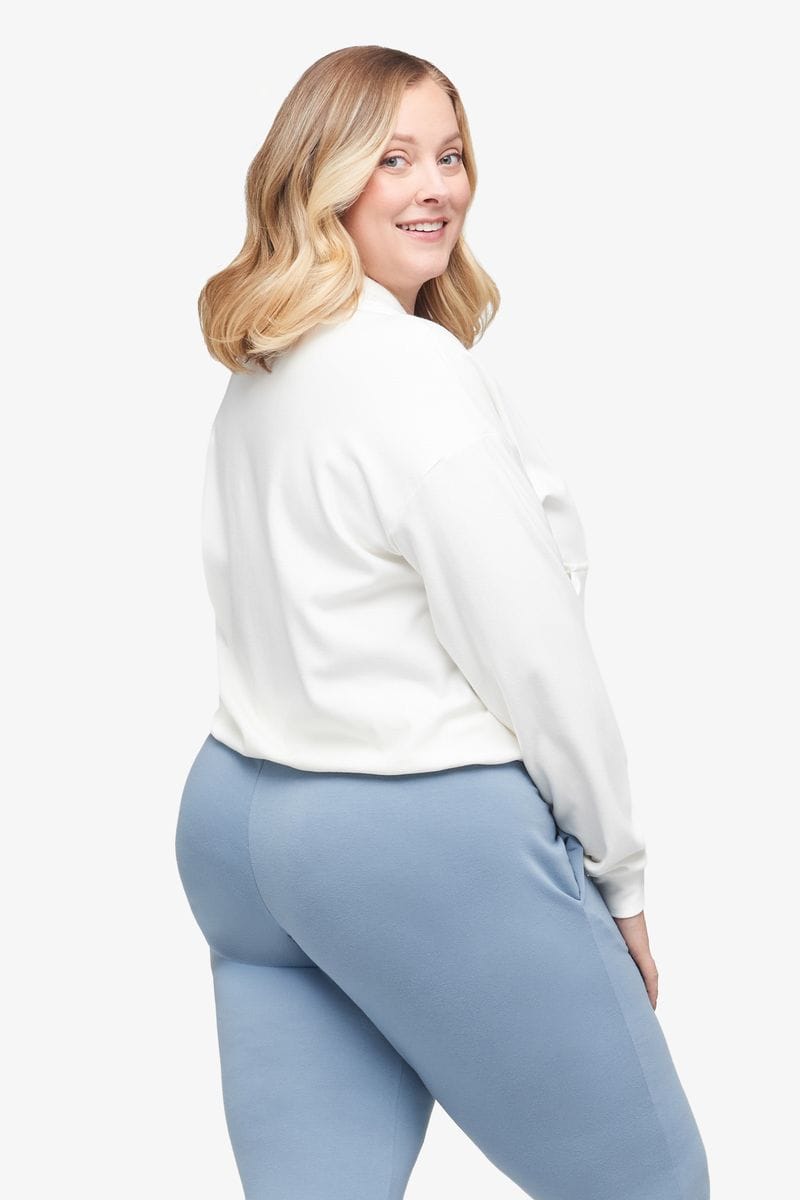 Freedom Half Zip - Women's Sweatshirt in Ivory - Back| Daub + Design