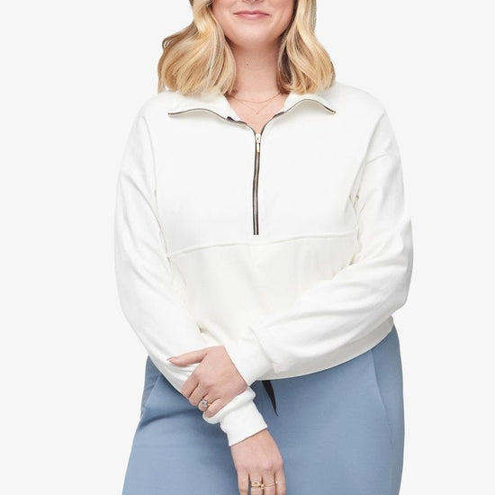 Freedom Half Zip - Women's Sweatshirt in Ivory - Front | Daub + Design