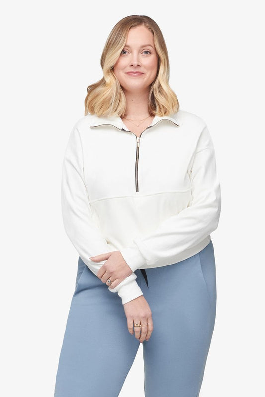 Freedom Half Zip - Women's Sweatshirt in Ivory - Front | Daub + Design
