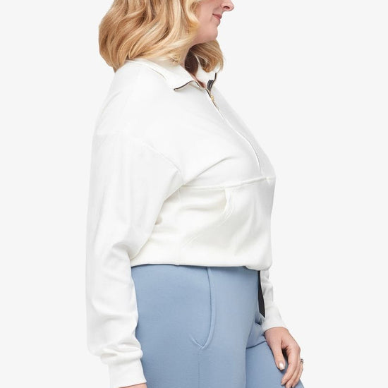 Freedom Half Zip - Women's Sweatshirt in Ivory - Side | Daub + Design