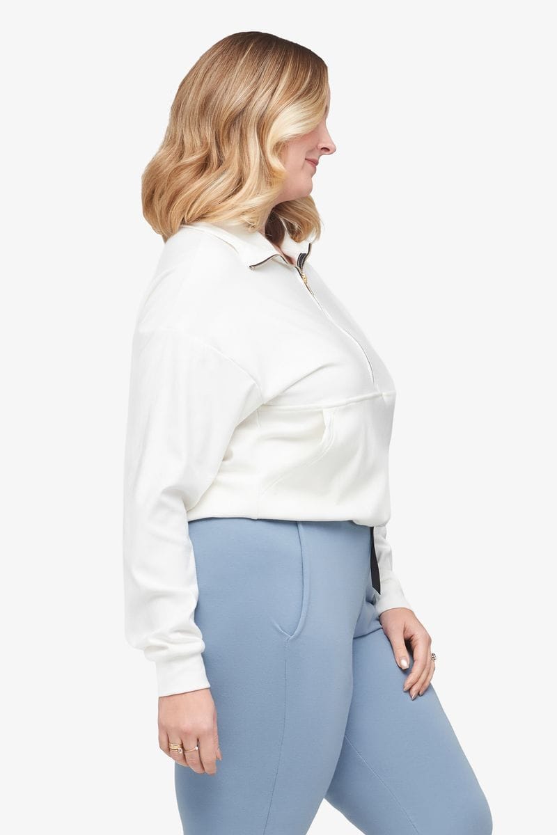 Freedom Half Zip - Women's Sweatshirt in Ivory - Side | Daub + Design