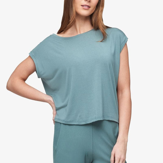 Box Tee - Women's Basic T-Shirt in North Atlantic green - front | Daub + Design