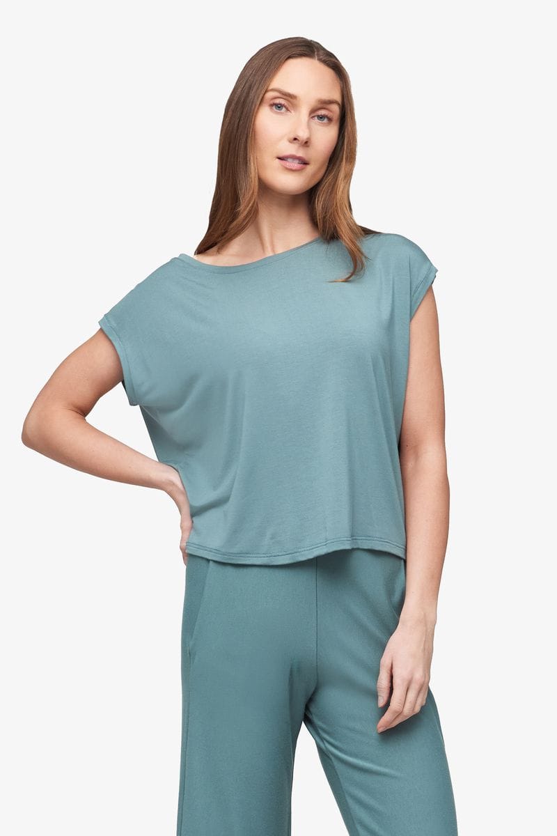 Box Tee - Women's Basic T-Shirt in North Atlantic green - front | Daub + Design