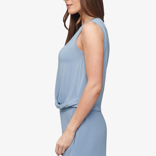 Leilani Tank - Women's Basic Tank in Coastal Blue - Side | Daub + Design