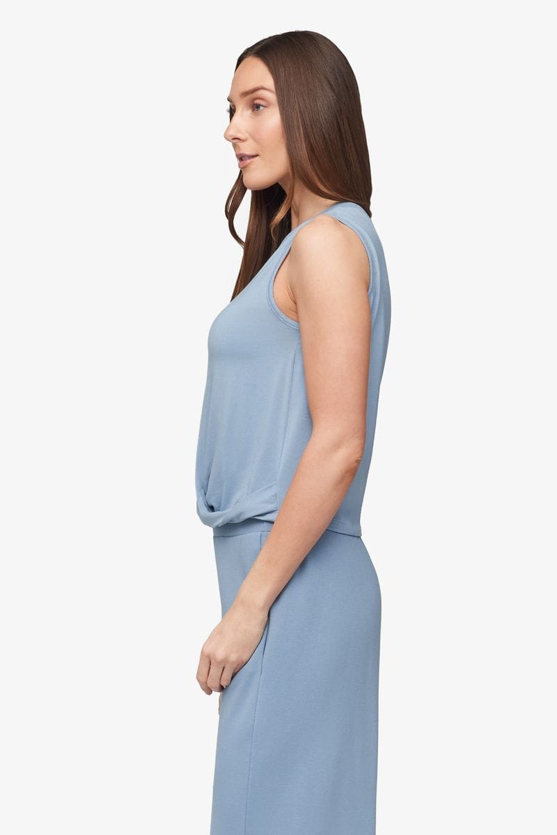 Leilani Tank - Women's Basic Tank in Coastal Blue - Side | Daub + Design