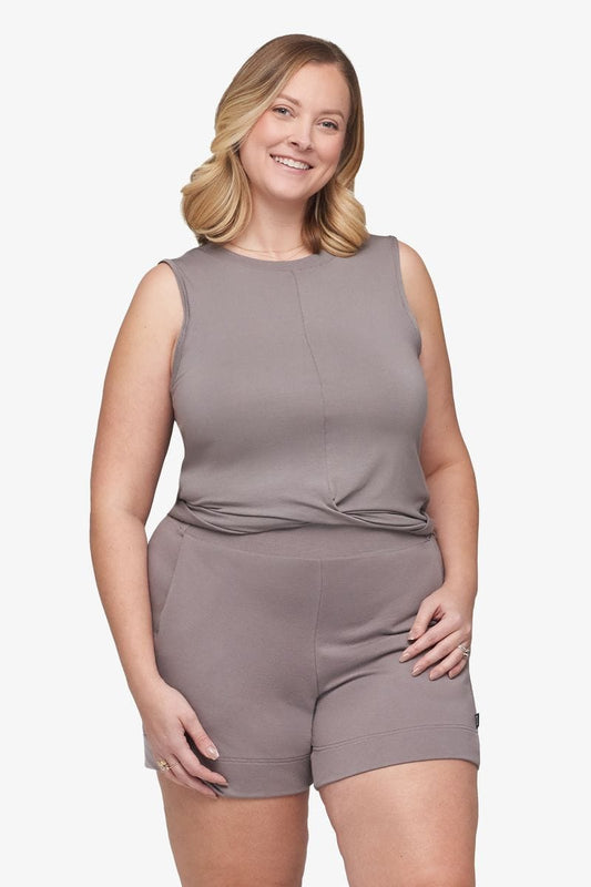 Leilani Tank - Women's Basic Tank in Driftwood - Front | Daub + Design