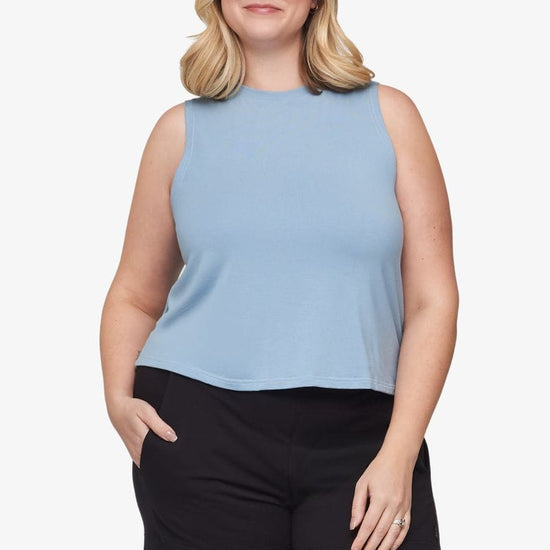 Maia Tank - Women's Basic Tank in Coastal Blue - Front | Daub + Design