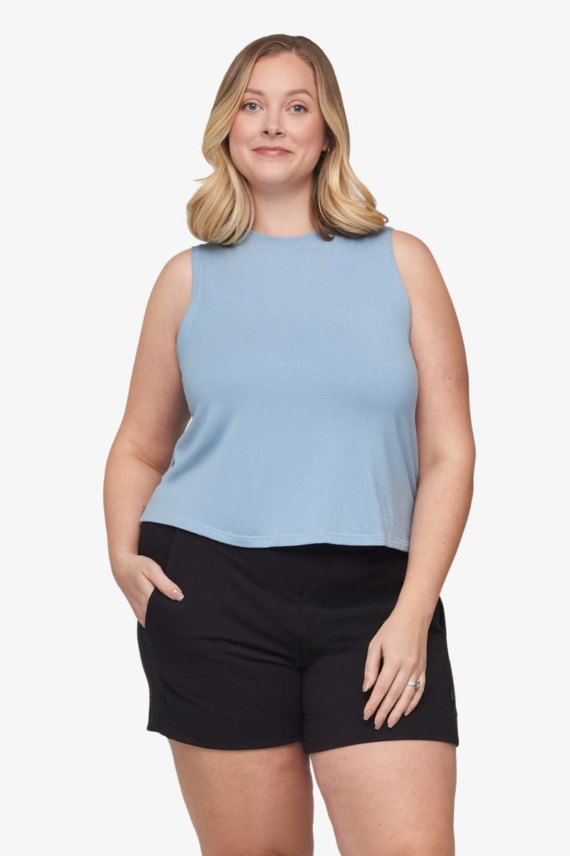Maia Tank - Women's Basic Tank in Coastal Blue - Front | Daub + Design