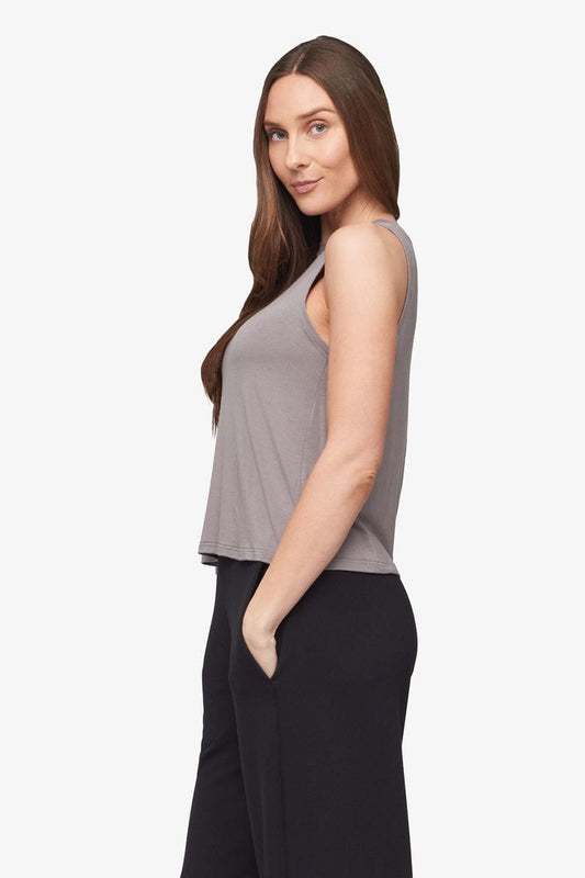 Maia Tank - Women's Basic Tank in Driftwood - Side| Daub + Design
