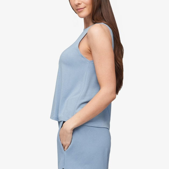 Maia Tank - Women's Basic Tank in Coastal Blue - Side | Daub + Design