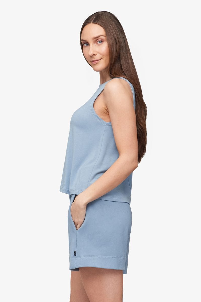 Maia Tank - Women's Basic Tank in Coastal Blue - Side | Daub + Design