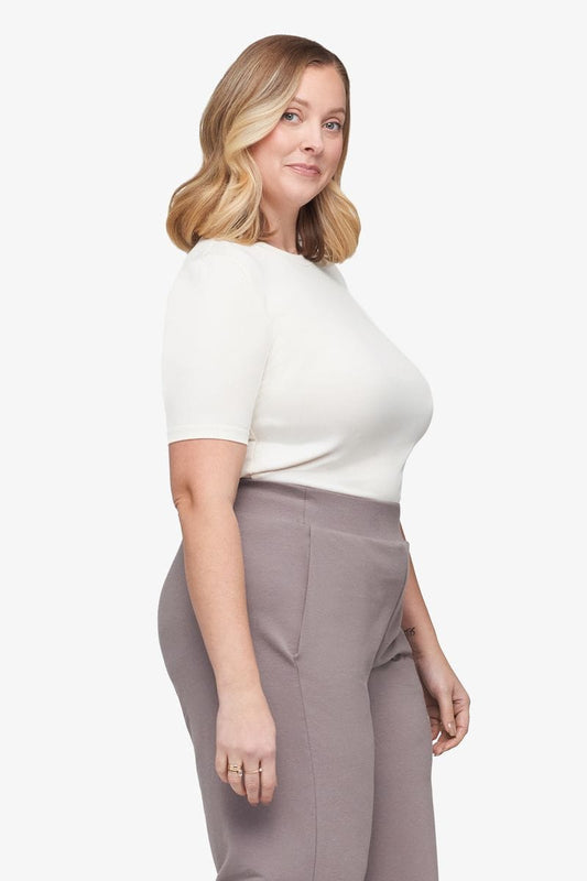 Ribbed Tee - Women's Basic T-Shirt in Ivory - Side | Daub + Design