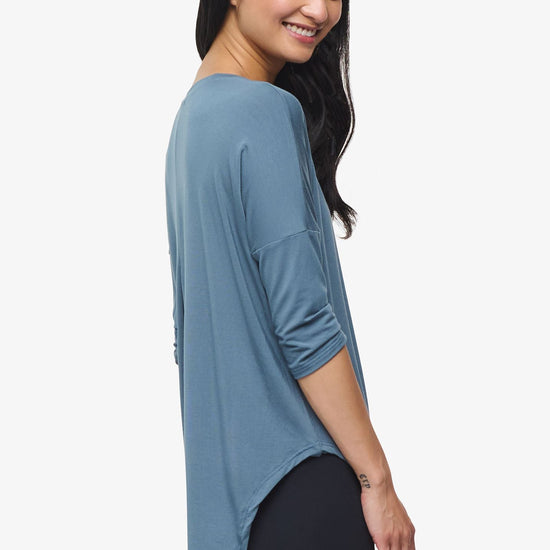Ainsley Tee – Women’s Basic 3/4 length sleeve T-Shirt in Basalt Blue | Daub + Design
