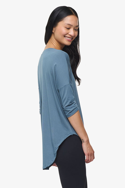 Ainsley Tee – Women’s Basic 3/4 length sleeve T-Shirt in Basalt Blue | Daub + Design