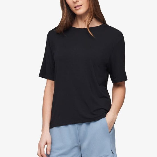 Weekend Tee - Women's Basic T-Shirt in Black - Front | Daub + Design