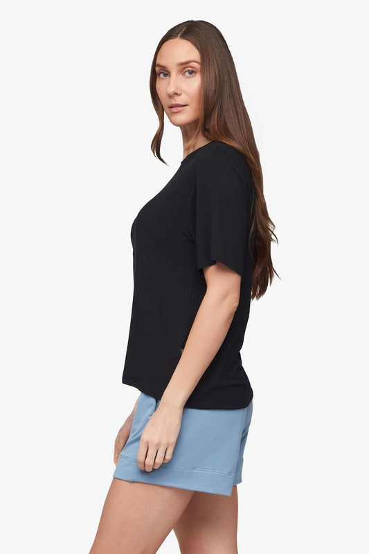 Weekend Tee - Women's Basic T-Shirt in Black - Side | Daub + Design