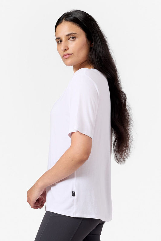 Weekend Tee - Women's Basic T-Shirt in White - Side | Daub + Design