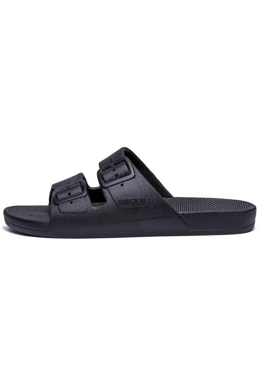 Side View of Freedom Moses Sandal in Black